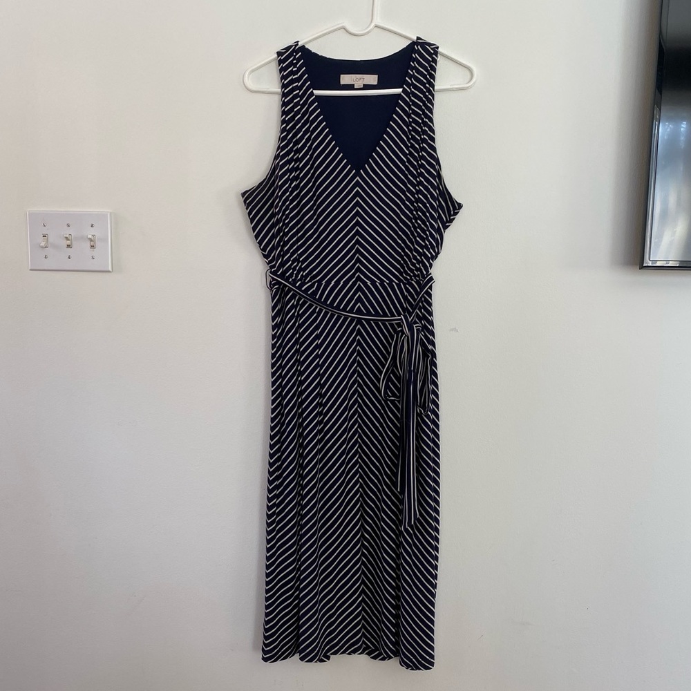 LOFT Striped Chevron Sleeveless Dress